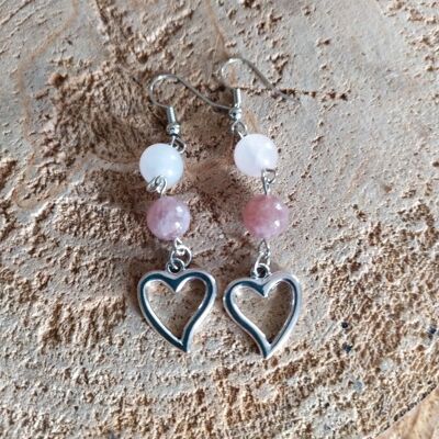 Rose quartz and strawberry quartz earrings