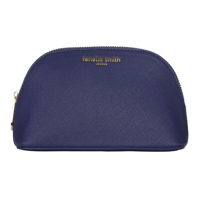 Navy cosmetic bag made of vegan leather