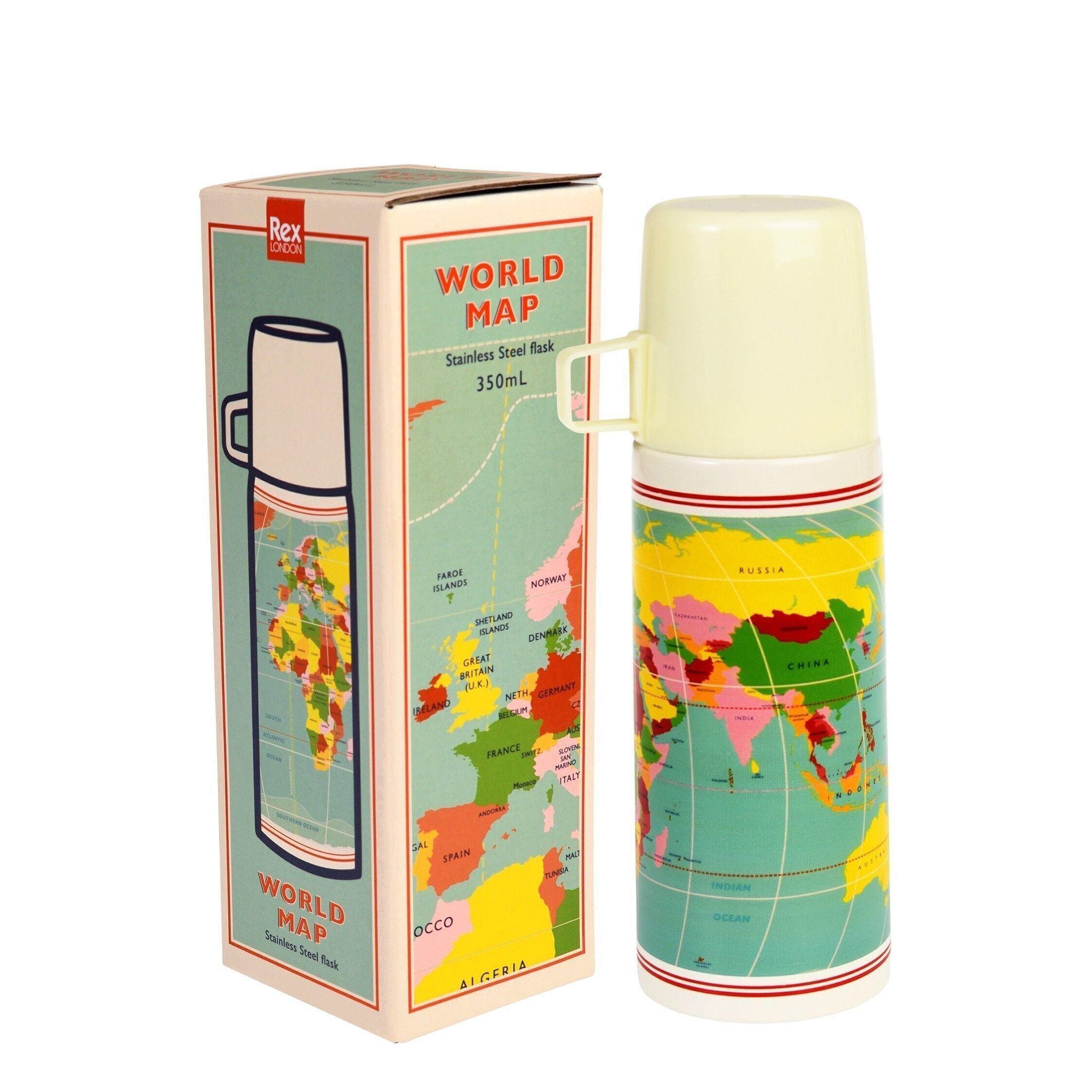 Flask and cup - World Map