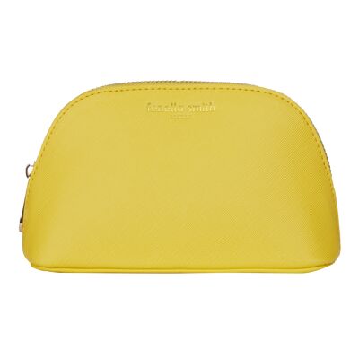 Yellow cosmetic bag made of vegan leather