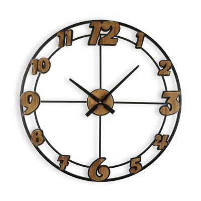 METAL AND WOOD WALL CLOCK 60C 21110292