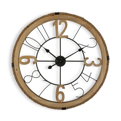 WOOD/ROPE WALL CLOCK 70CM 21110293