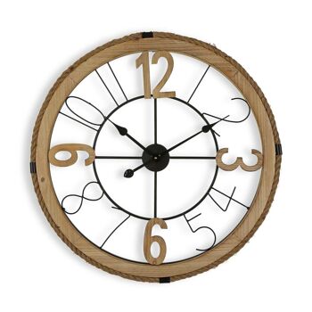 HORLOGE MURALE BOIS/CORDE 70CM 21110293 1