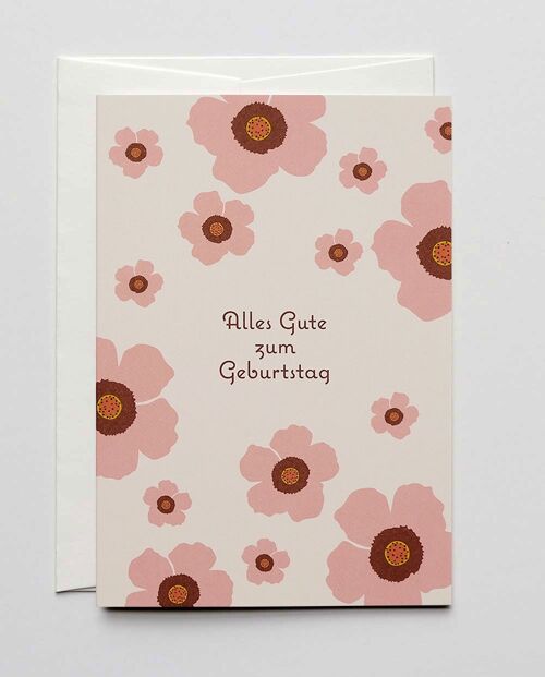 Geburtstagskarte Rosa Blumen, mit Umschlag