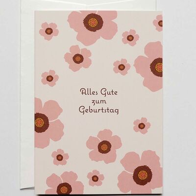 Geburtstagskarte Rosa Blumen, mit Umschlag