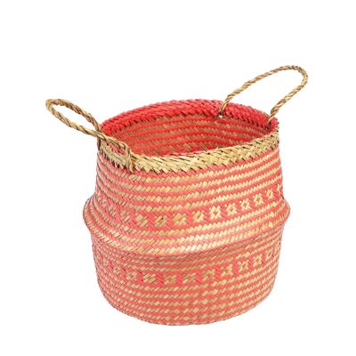 Petit panier en jonc de mer - Corail