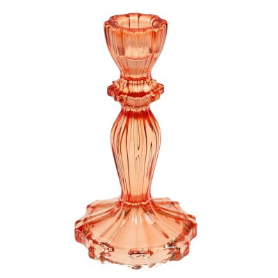 Tall glass candle holder - Orange