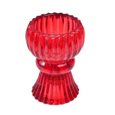 Bougeoir en verre à double extrémité - Rouge