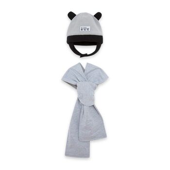 Bonnet et écharpe polaire ours gris garçon Bee Happy - 11310154 2
