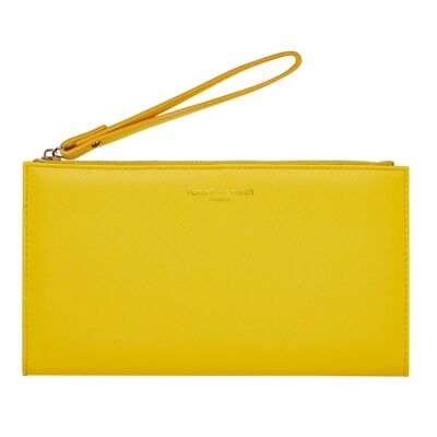 Yellow wallet with vegan leather strap