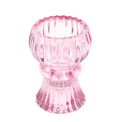 Double ended glass candle holder - Pink