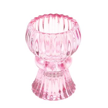 Bougeoir en verre à double extrémité - Rose 1