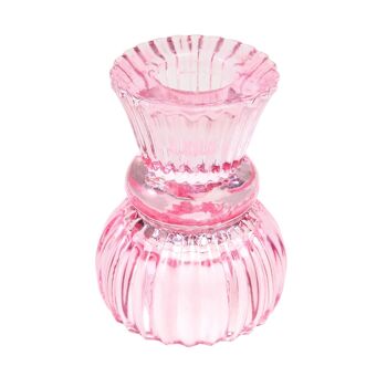 Bougeoir en verre à double extrémité - Rose 2