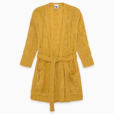 Chaqueta tricot larga niña amarilla patch - 11290499