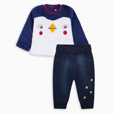 Conjunto camiseta pelo y pantalón felpa niño azul puffin - 11290034