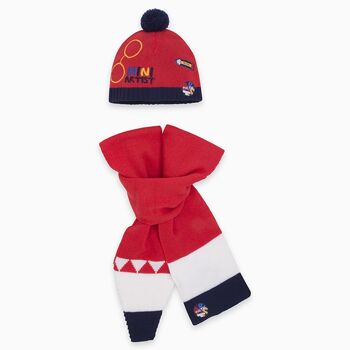 Bonnet et écharpe tricot pompon school of arts rouge pour garçon - 11290153 1