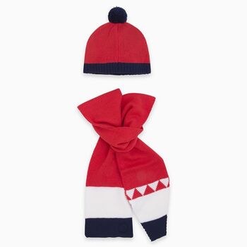 Bonnet et écharpe tricot pompon school of arts rouge pour garçon - 11290153 2