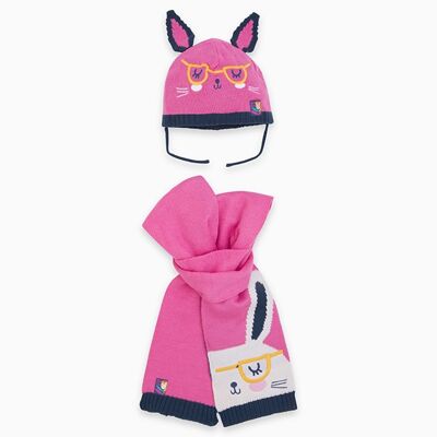 Gorro y bufanda tricot conejito niña rosa hoop - 11290273