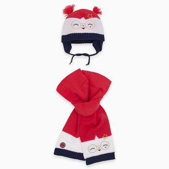 Bonnet et écharpe tricot rouge ecole des arts fille - 11290155 1