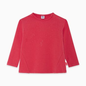 T-shirt bébé basique tricot coeurs rouges fille - 11290686 1