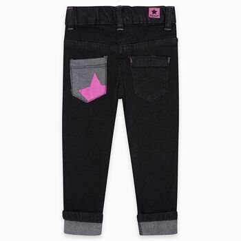 Pantalon denim noir détails roses pour fille the best band - 11290239 2