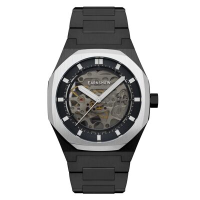 ES-8142-66 - Reloj Earnshaw Skeleton Automático para Hombre - Correa de Acero Inoxidable - 3 Agujas - Drake