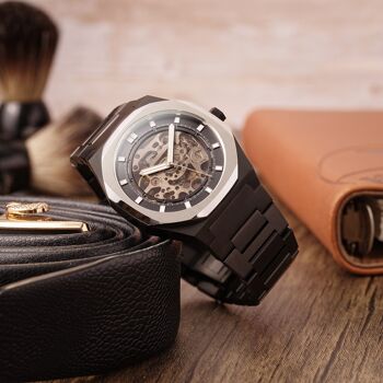 ES-8142-66 - Montre homme automatique squelette Earnshaw - Bracelet acier inoxydable - 3 aiguilles - Drake 3