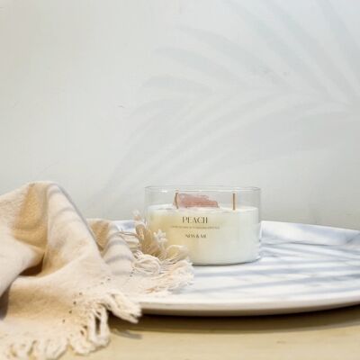 Luxury 2- Wick Crystal Soy Wax Candle - Peach 280g