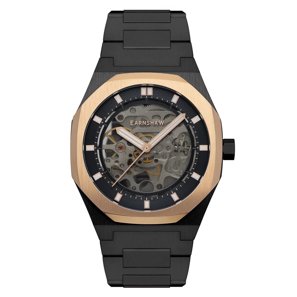 ES-8142-77 - Reloj Earnshaw Skeleton Automatic para hombre - Correa de acero inoxidable - 3 manecillas Drake