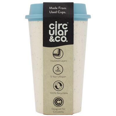 Circular Now Cup 12oz Cream & Blue (1 x pack 8) Tasse à café réutilisable durable