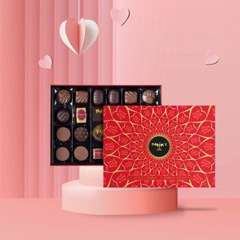 Boîte assortiment 22 chocolats | Décor Coeurs 5