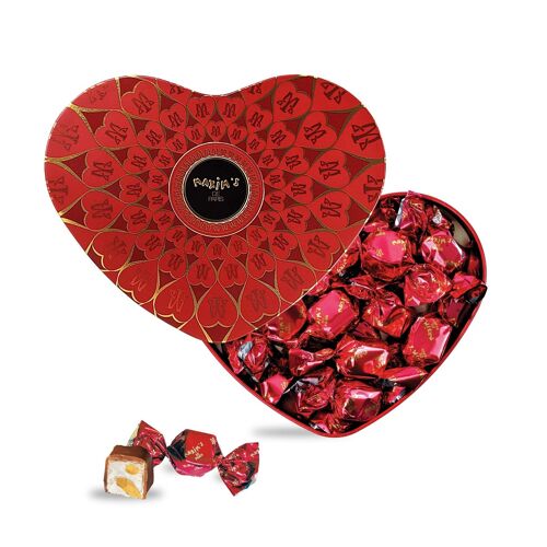 Coeur rouge chocolat au lait tendre nougat