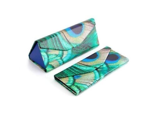 Foldable spectacle case, Peacock feathers