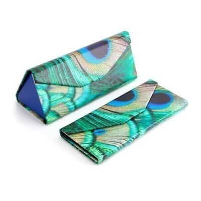 Foldable spectacle case, Peacock feathers