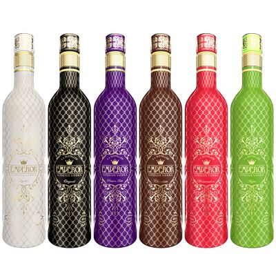 PAQUETE de los 6 sabores de Emperor Vodka - 50cl x 6