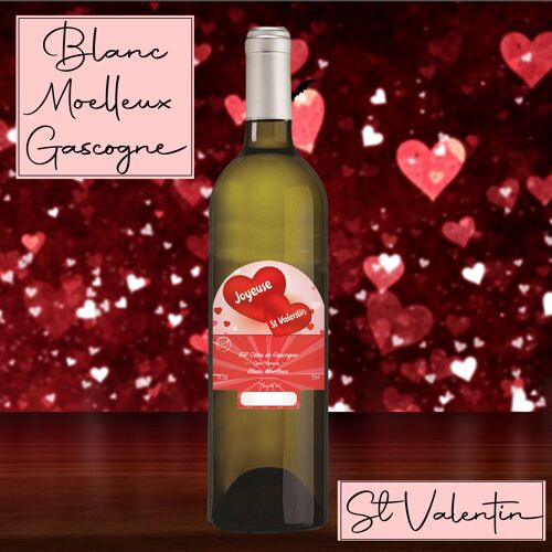 Vin cadeau "saint valentin" - IGP - Côtes de Gascogne Grand manseng blanc moelleux 75cl
