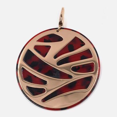 Pendentifs - Pendentif Acier Inoxydable Fond Motif Marbré En Résine 6 Cm - 5587