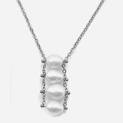 Colliers - Collier Acier Inoxydable Perles De Keshi ( Perle Deau Douce ) - 3938