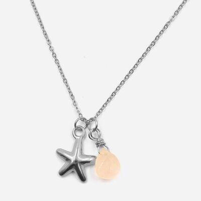 Colliers - Collier Acier Inoxydable Pierre Naturelle Et Etoile De Mer - 3943