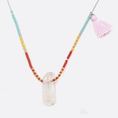 Colliers - Collier Acier Inoxydable Perles Pierre Naturelle Et Pompon - 3960