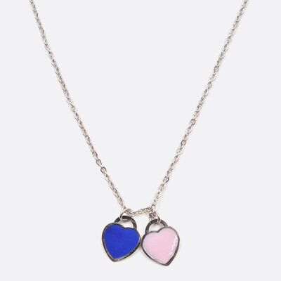 Colliers - Collier Acier Inoxydable Double Coeur - 3991