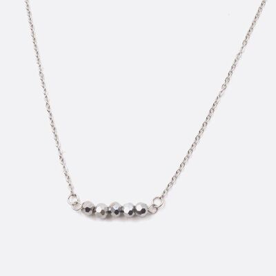 Colliers - Collier Acier Inoxydable 5 Perles De Verre - 4001