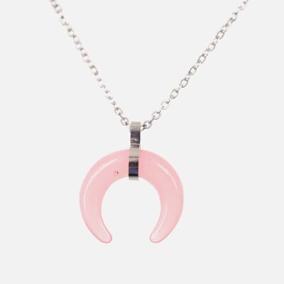 Colliers - Collier Acier Inoxydable Croissant Pierre Naturelle - 4118