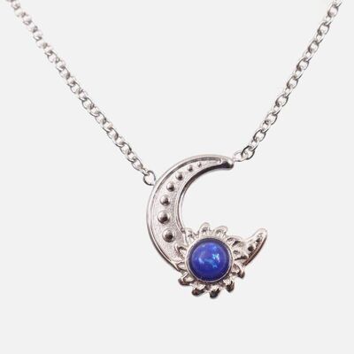 Colliers - Collier Acier Inoxydable Demi Lune Et Pierre - 4144