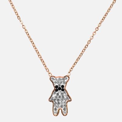 Colliers - Collier Court Acier Inoxydable Ourson Strass - 14426