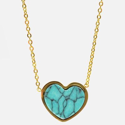 Colliers - Collier Court Acier Inoxydable Coeur - 14488