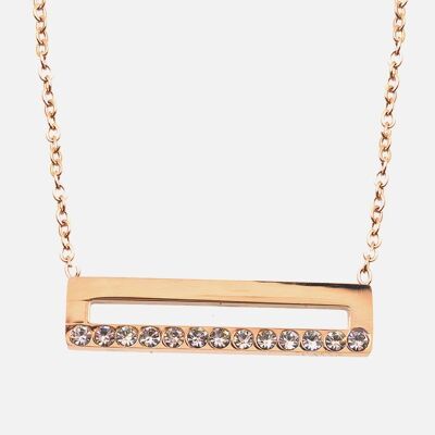 Colliers - Collier Court Acier Inoxydable Barrette Strass - 14483