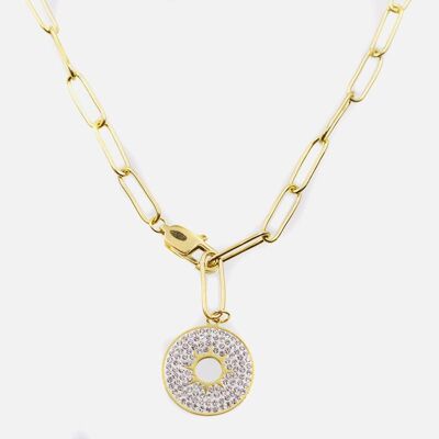 Colliers - Collier Acier Inoxydable Cercle Strass 48 Cm - 15885