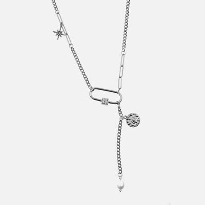 Colliers - Collier Acier Inoxydable Perle et Etoile 40 + 8 Cm - 16879