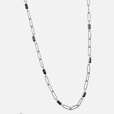 Colliers - Collier Acier Inoxydable Multiples Perles Rectangulaire 70 Cm - 16878